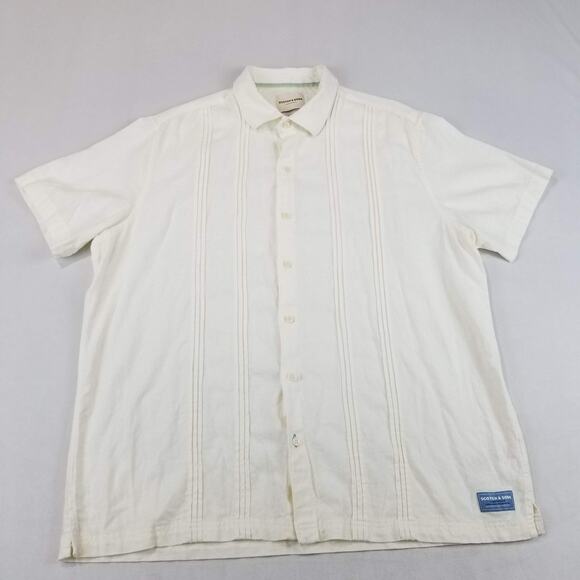 Scotch & Soda Shirt Mens XL White Linen Blend Short Sleeve Button Up Casual - Picture 11 of 11